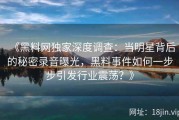 《黑料网独家深度调查：当明星背后的秘密录音曝光，黑料事件如何一步步引发行业震荡？》