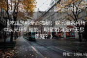 《吃瓜黑料全面揭秘：娱乐圈名利场中从光环到暗影，明星如何面对无尽质疑？》
