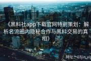 《黑料社app下载官网特别策划：解析名流圈内隐秘合作与黑料交易的真相》