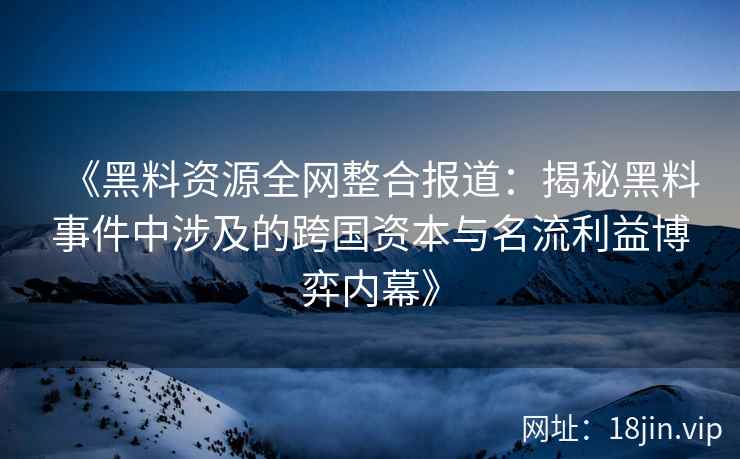 《黑料资源全网整合报道：揭秘黑料事件中涉及的跨国资本与名流利益博弈内幕》